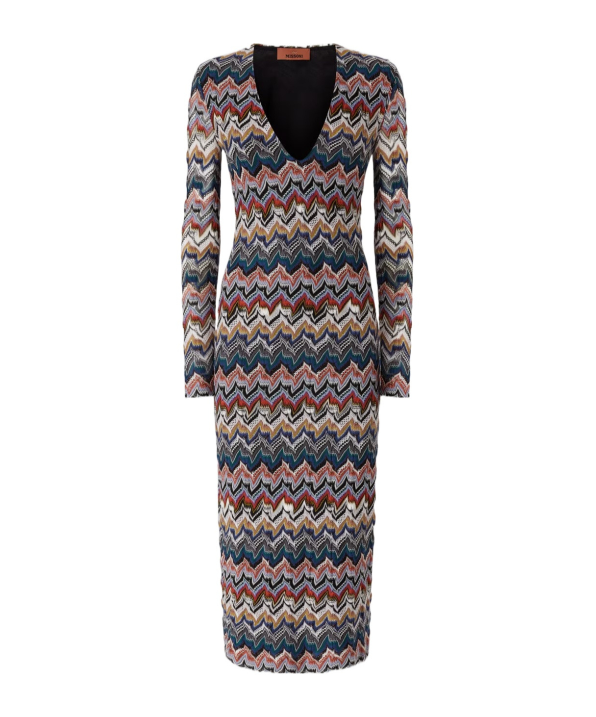 Missoni Zigzag Long Sleeve Midi Sweater Dress In Black