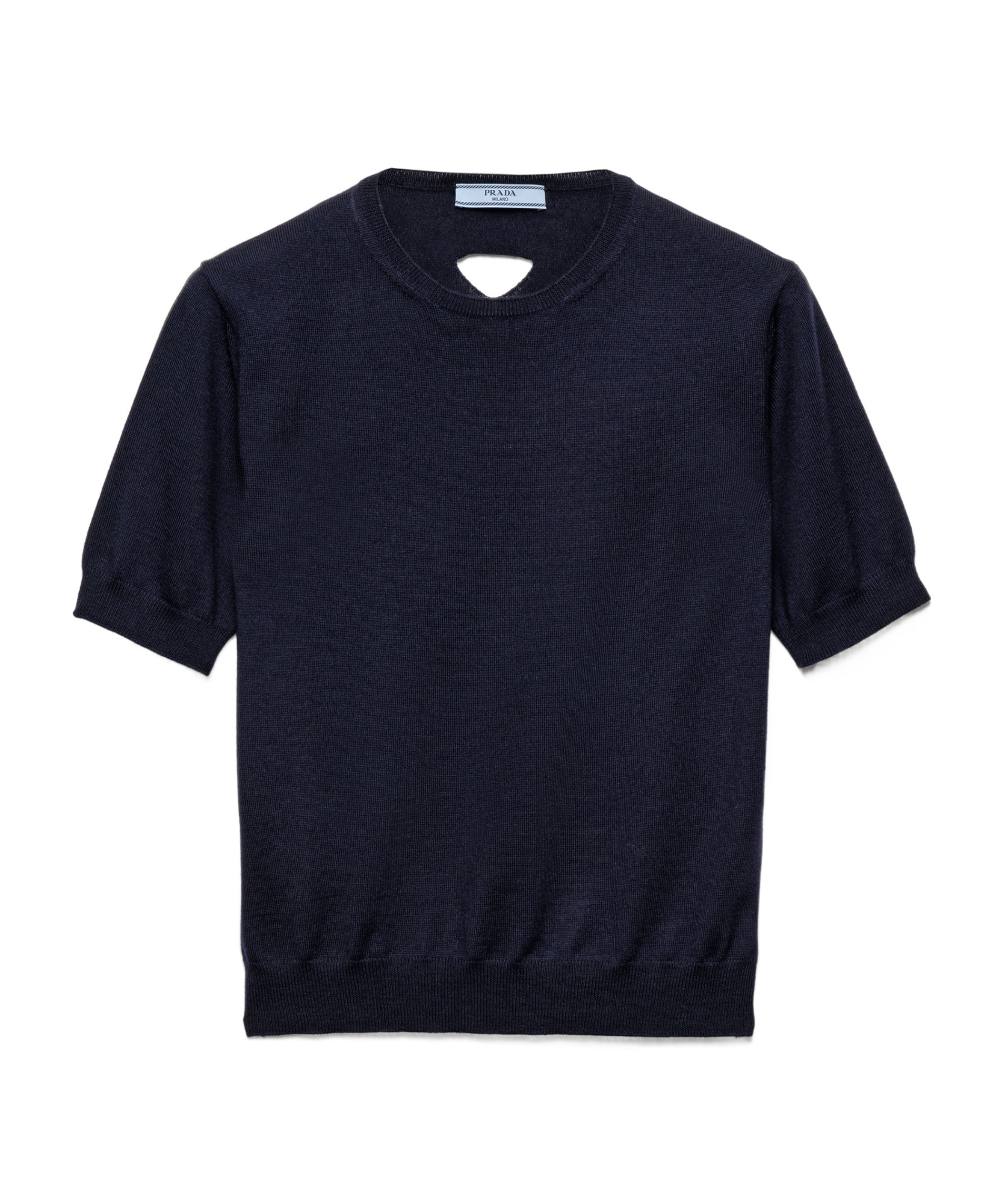 Prada Womens Blue Oversized Short-sleeve Wool Jumper In Blue