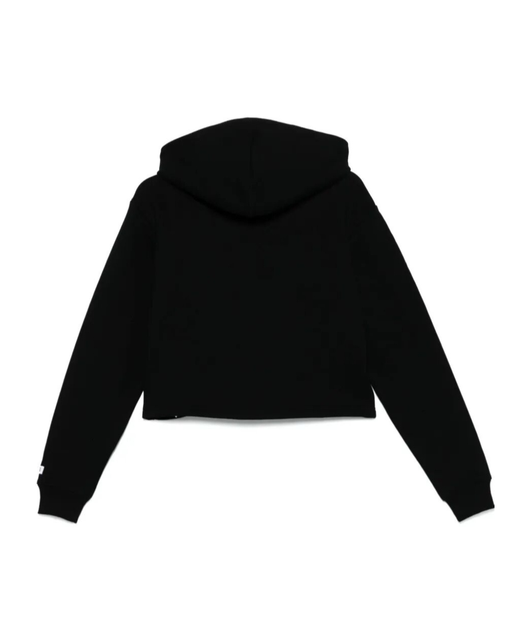 Gcds Cropped Hoodie With Drawstring And Ribbed Cuffs In Black