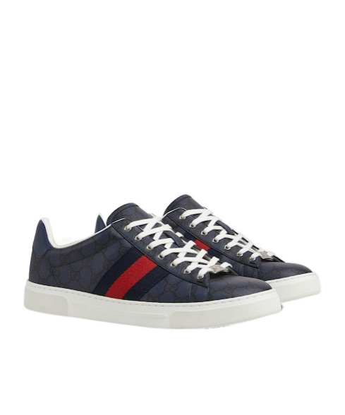 Gucci Ace Leather Sneakers With Lateral Web Band