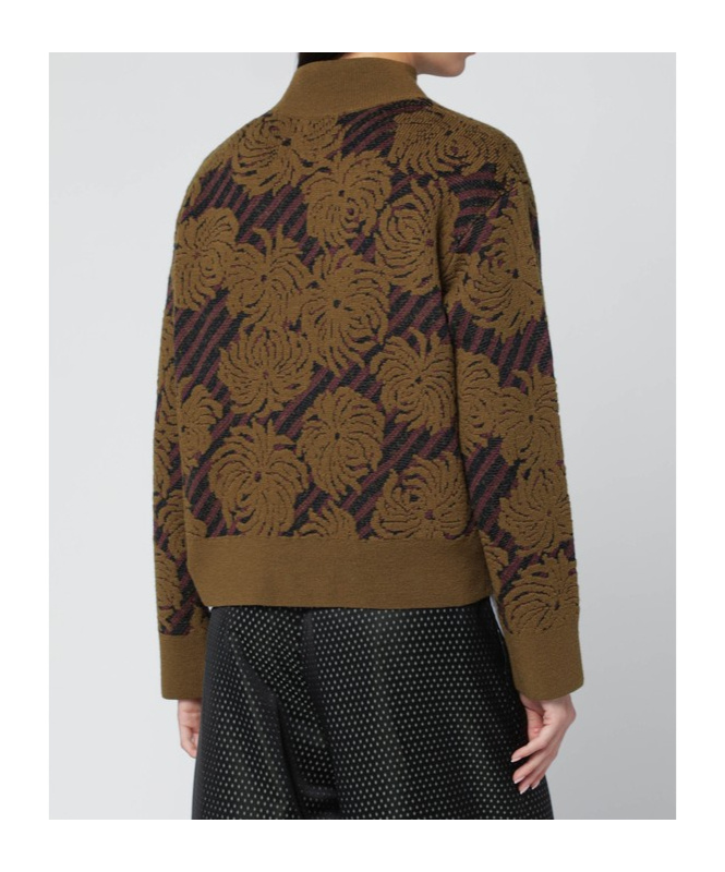 Dries Van Noten Turtleneck Long Sleeve Floral Sweater In Green
