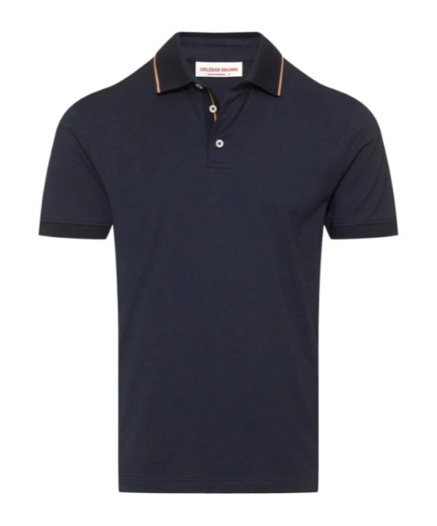 Orlebar Brown Classic Fit Stripe Tipping Collar Polo Shirt In Black