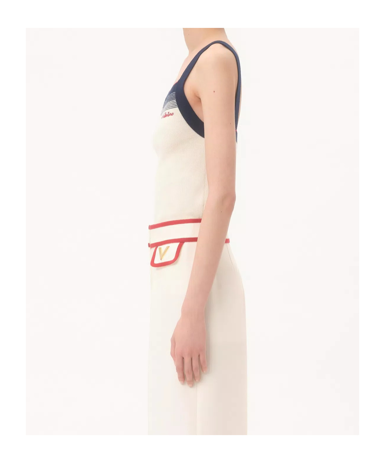 Shop Valentino Wool Top In Navy Blue
