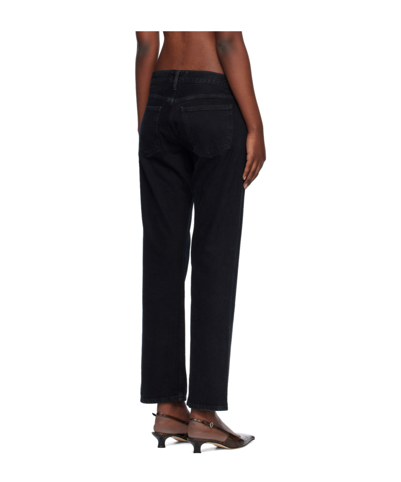 Agolde Five Pocket Denim Trousers In Black