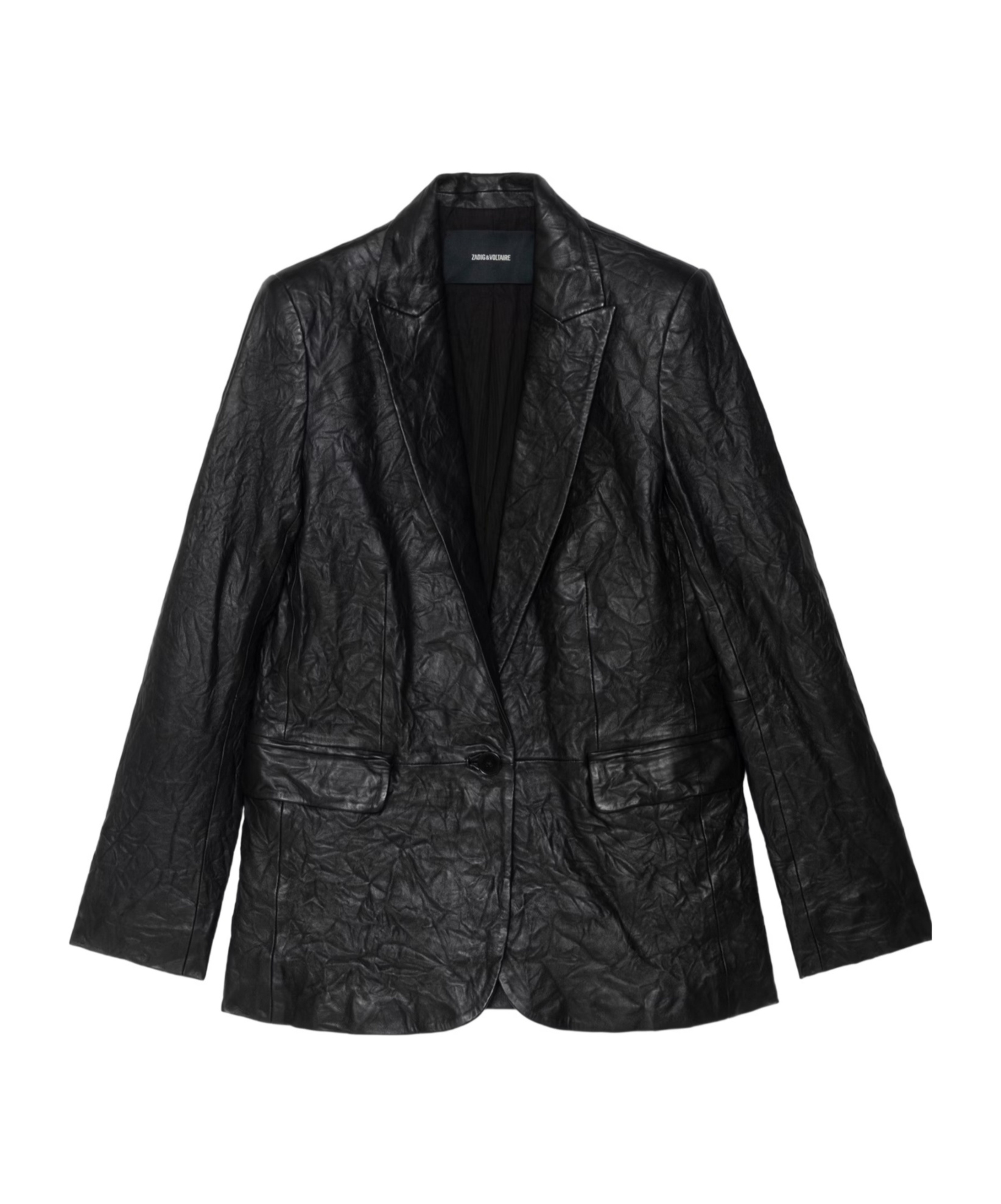 Zadig & Voltaire Long-sleeved Leather Jacket In Black