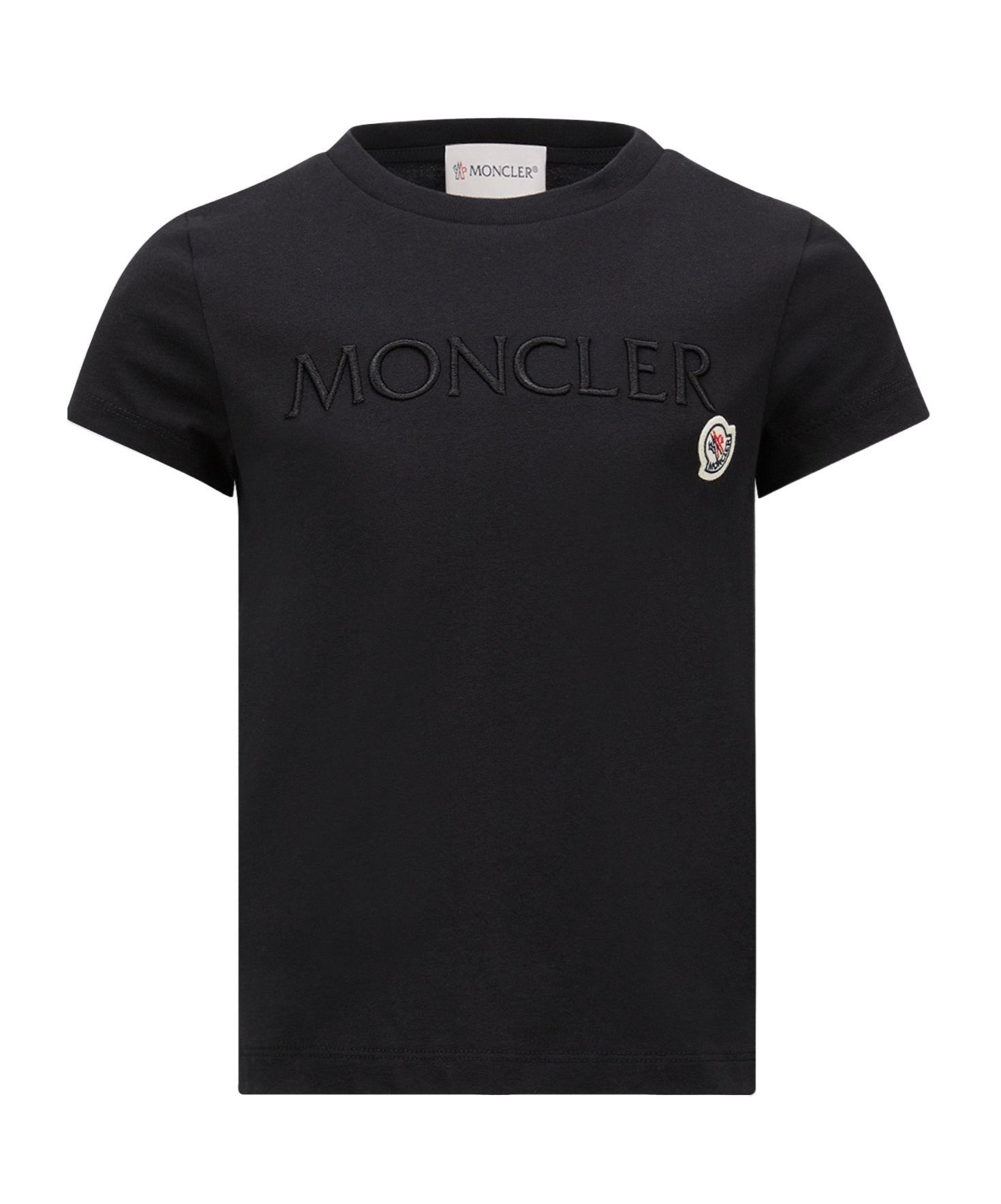 Moncler Embroidered Logo Cotton T-shirt In Black