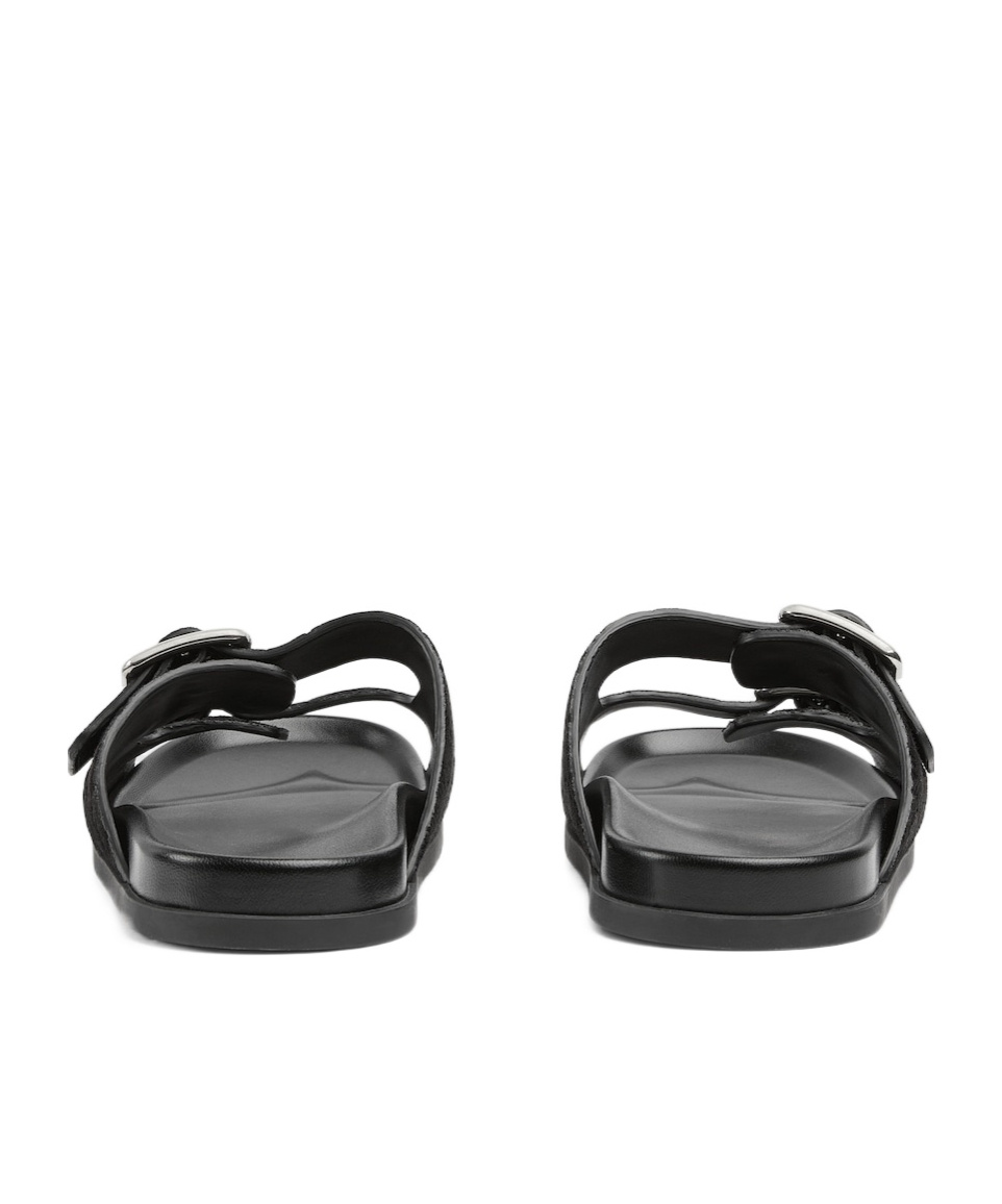 Gucci Rhein Open Suede Leather Sandals In Black