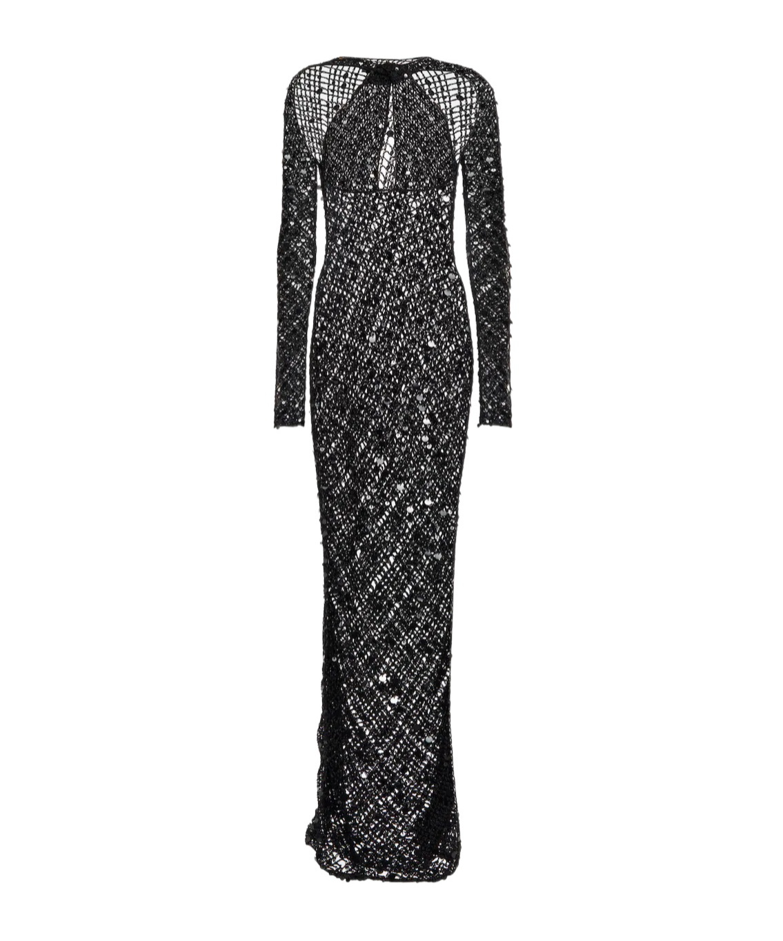 Coperni Shimmery Decorative Crochet Dress In Black