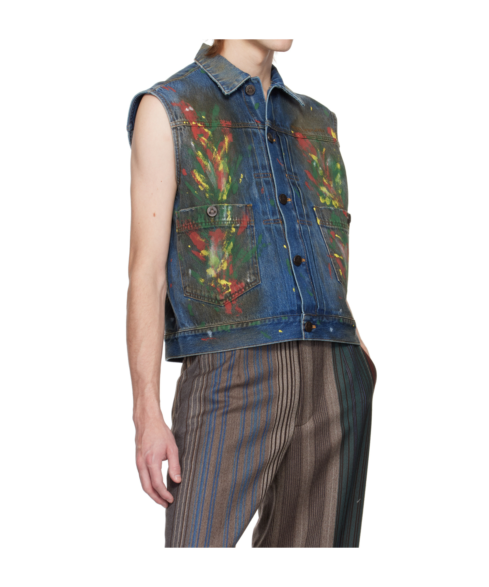 Vivienne Westwood Marlene Jeansweste Mit Farbklecks-print In Blue
