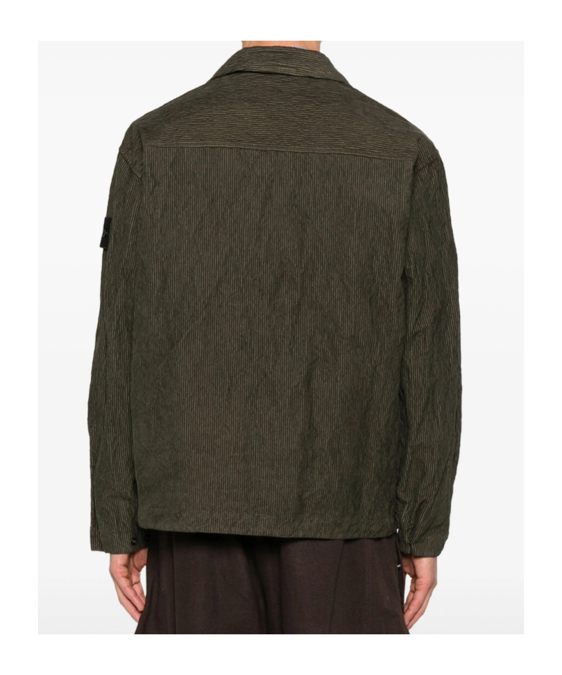 Stone Island Ribbed Corduroy Shirt Jacket In Brown