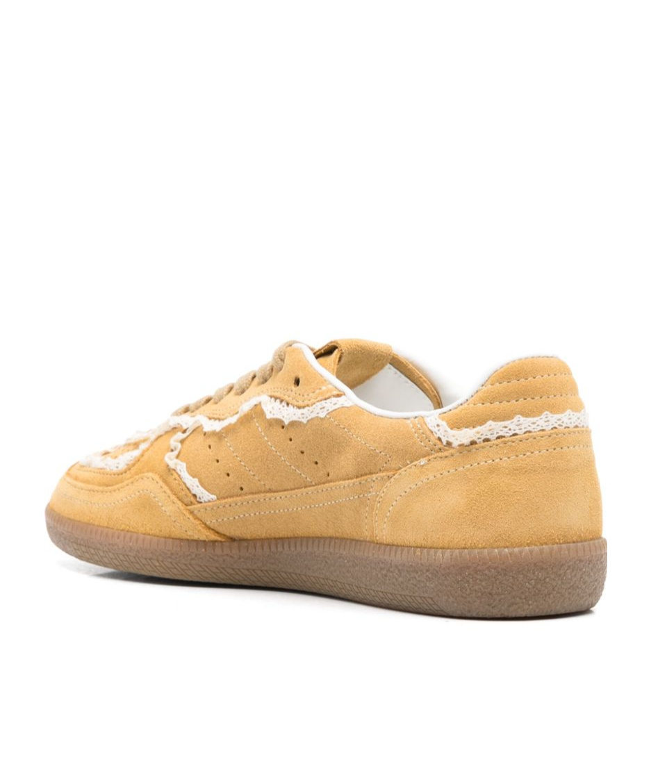 Alohas Tb 490 Low-top Suede Sneakers With Lace Inserts In Yellow
