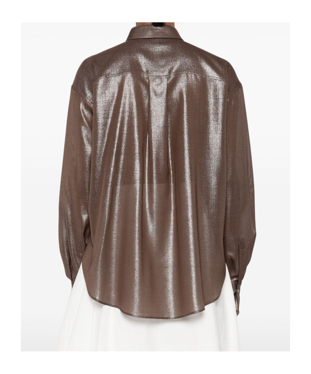 Brunello Cucinelli Metallic-effect Button-down Shirt In Brown