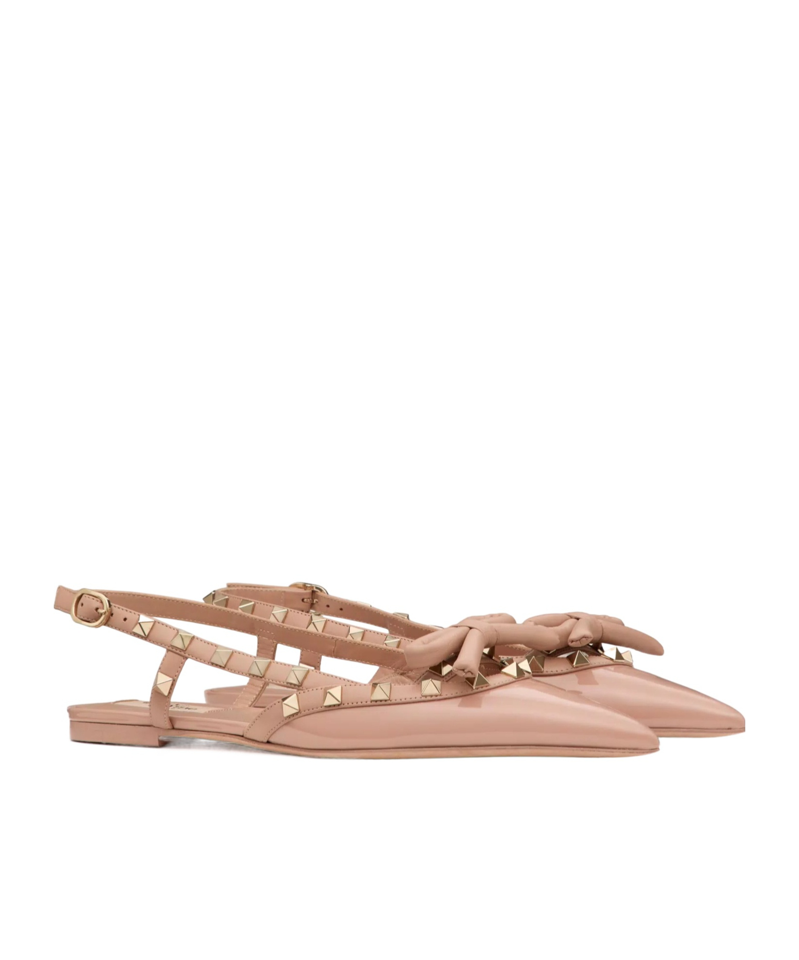 Valentino Rockstud Bow Slingback Baller In Nude