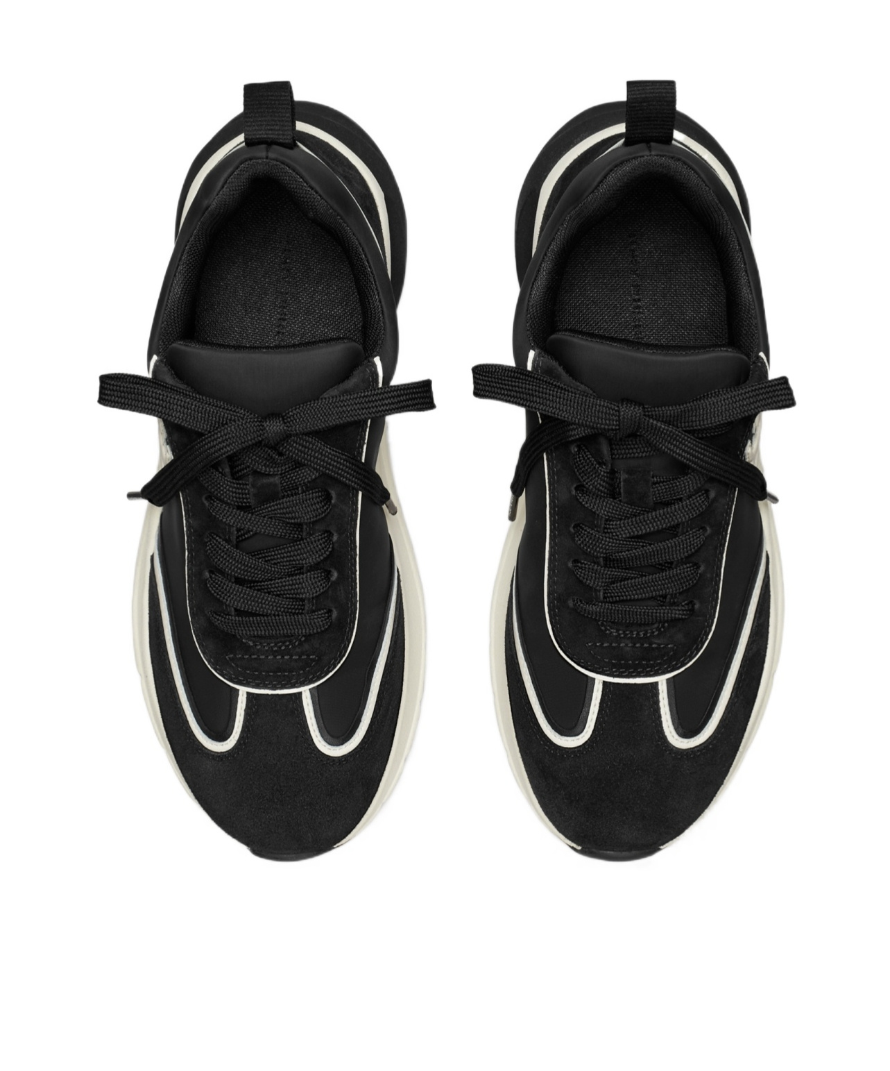Tory Burch Good Luck Black And White Sneakers With Double T Detail In Tech Jersey And Fabric Woman In Black