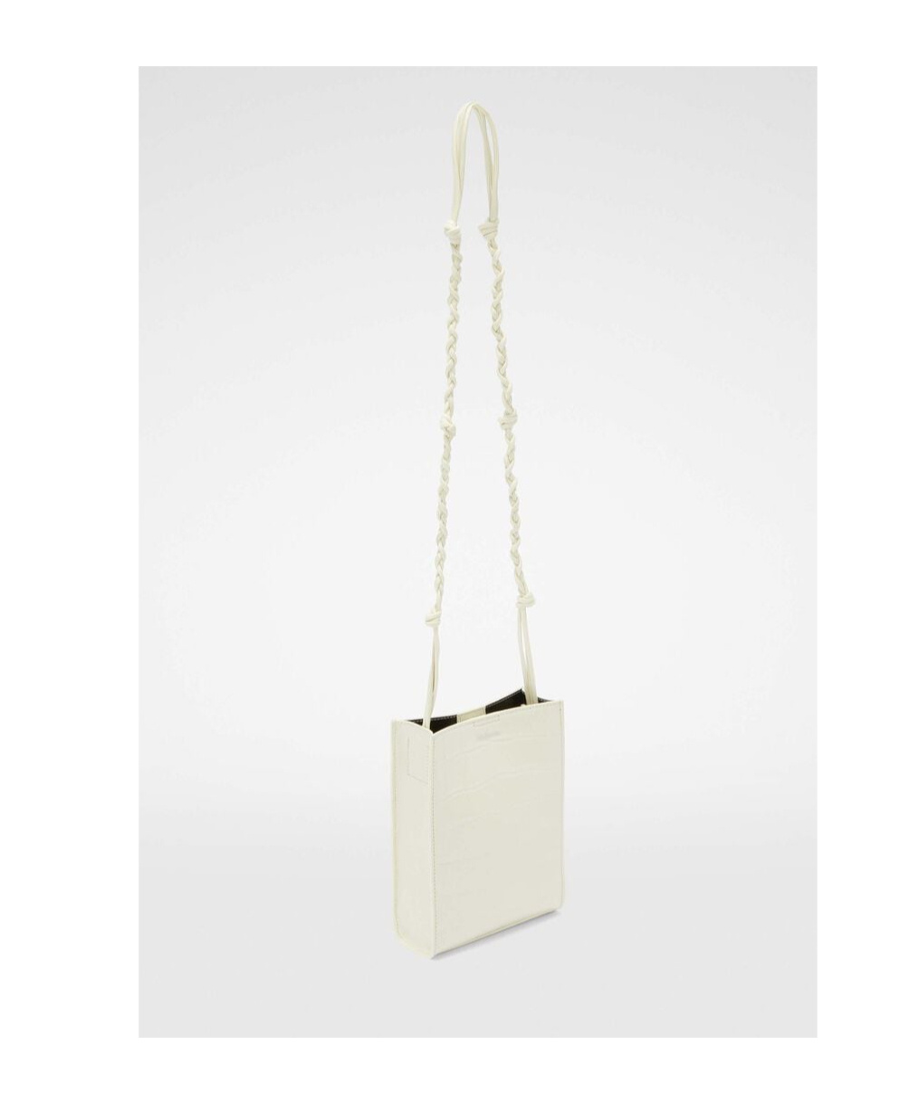Jil Sander White Embossed Crocodile Effect Shoulder Bag In White