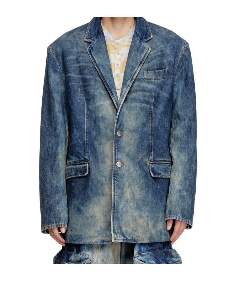 Diesel Blazer In Hand-treated Dirty Denim In Blue