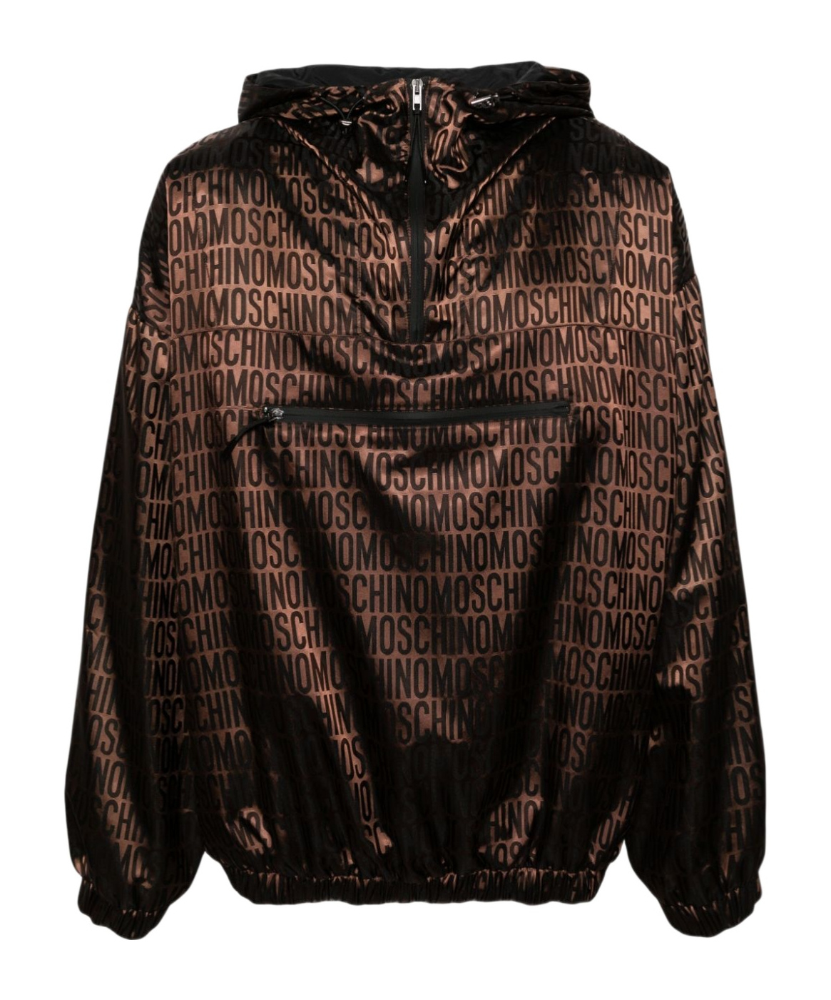 Moschino Monogram-jacquard Hooded Jacket In Black