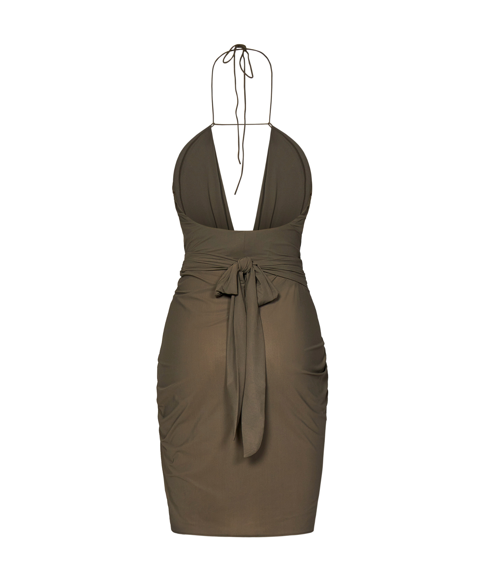 Amazuìn Amazuin Olive Green Mini Dress With Crossover Front