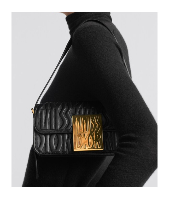 Dior Miss  Flip Shoulder Bag In Black