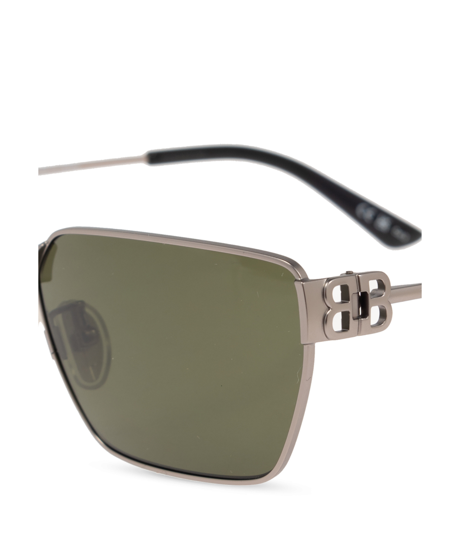 Balenciaga Bb-plaque Rectangle-frame Sunglasses In Green