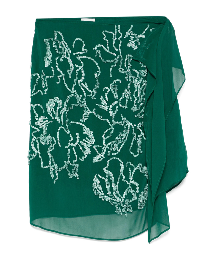 Shop Dries Van Noten Patterned Skirt In Emerald Green