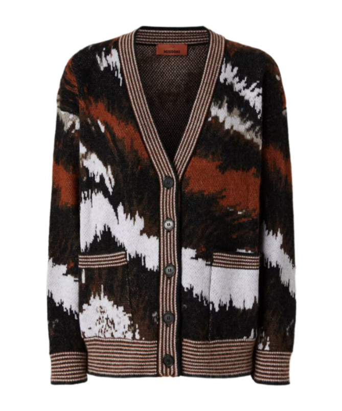 Missoni Oversized Cardigan In Tiger Pattern Knit In Multi