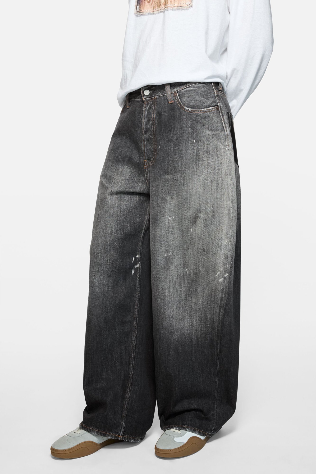 Acne Studios Denim Trousers With Belt Loops In Black