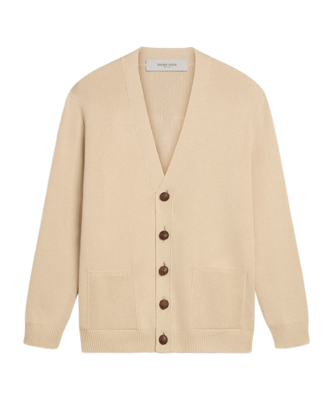 Golden Goose Mens Beige Cardigan With 'golden' Lettering On The Back In Neutral