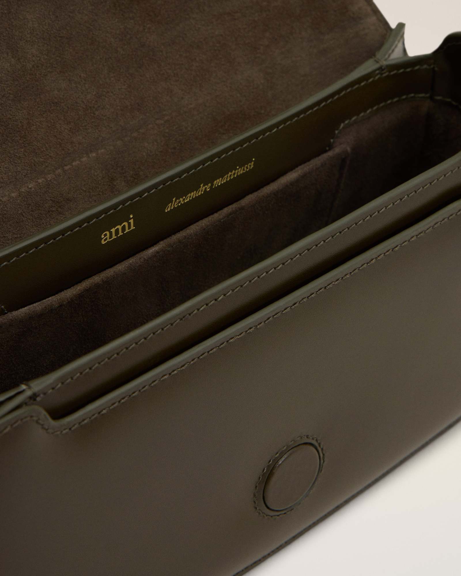 Shop Ami Alexandre Mattiussi Ami Paris Logo Plaque Shoulder Bag In Brown