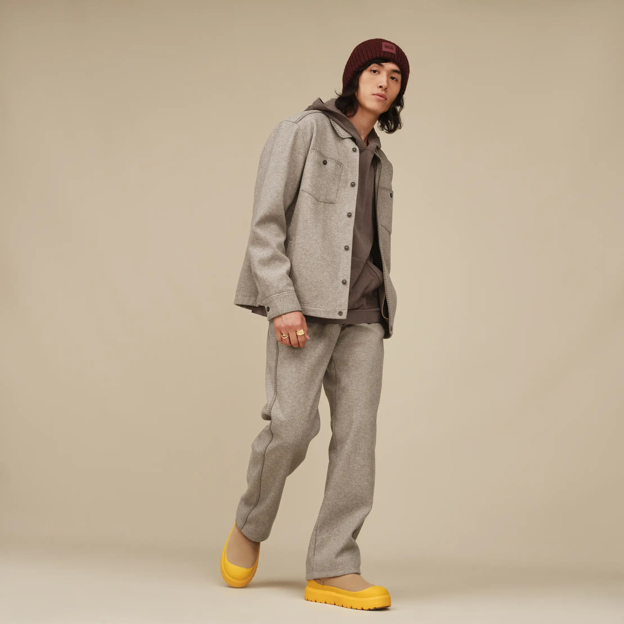 Ugg Short Weather Hybrid Fold-over Platform Boots In Gold