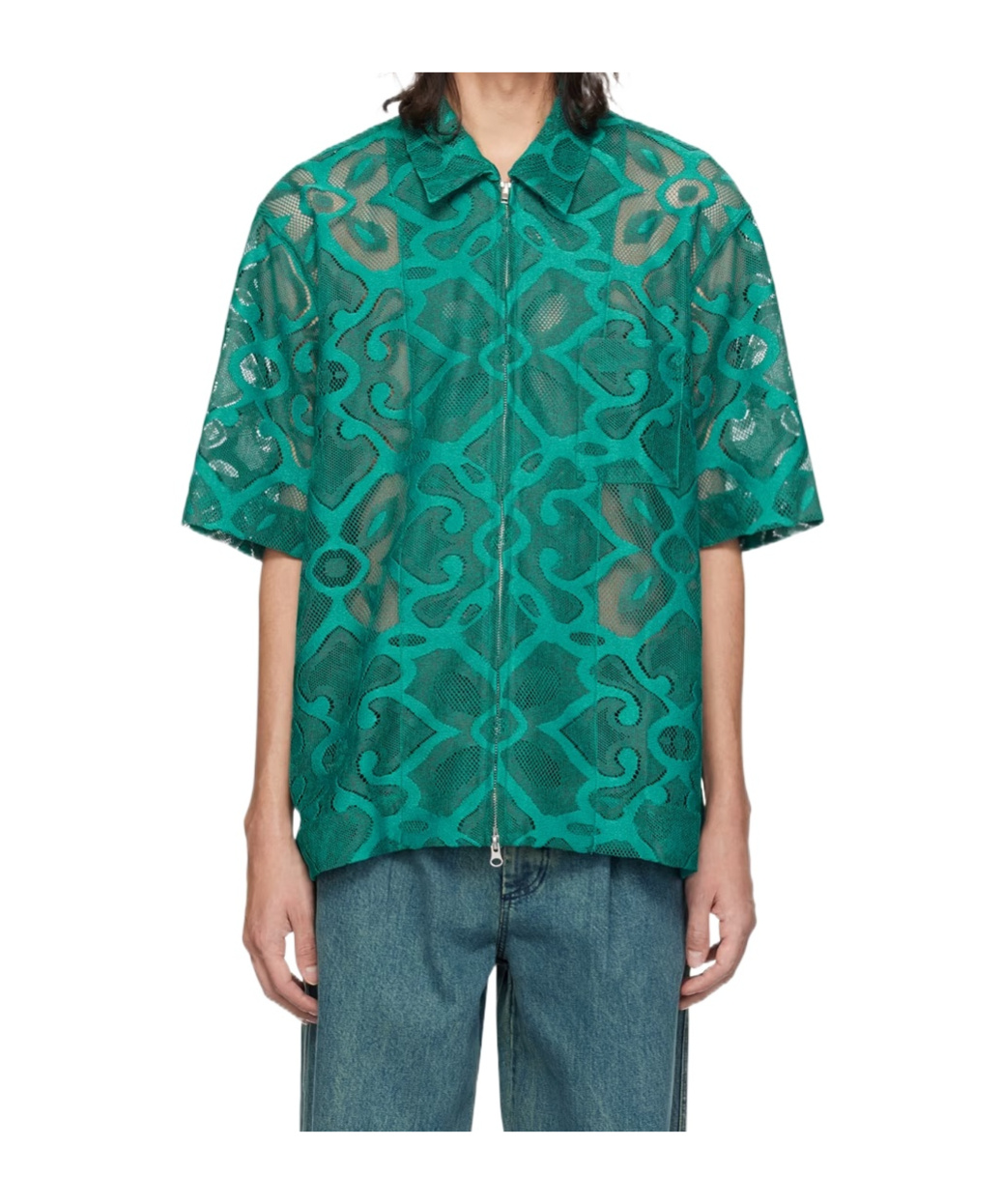 Shop Song For The Mute Zip-up Dropped Shoulder Shirt