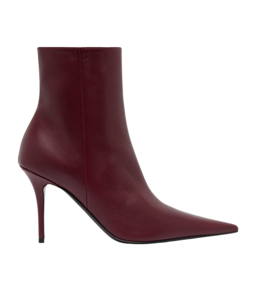 Amina Muaddi Barbara 90 Leather Ankle Boots In Burgundy