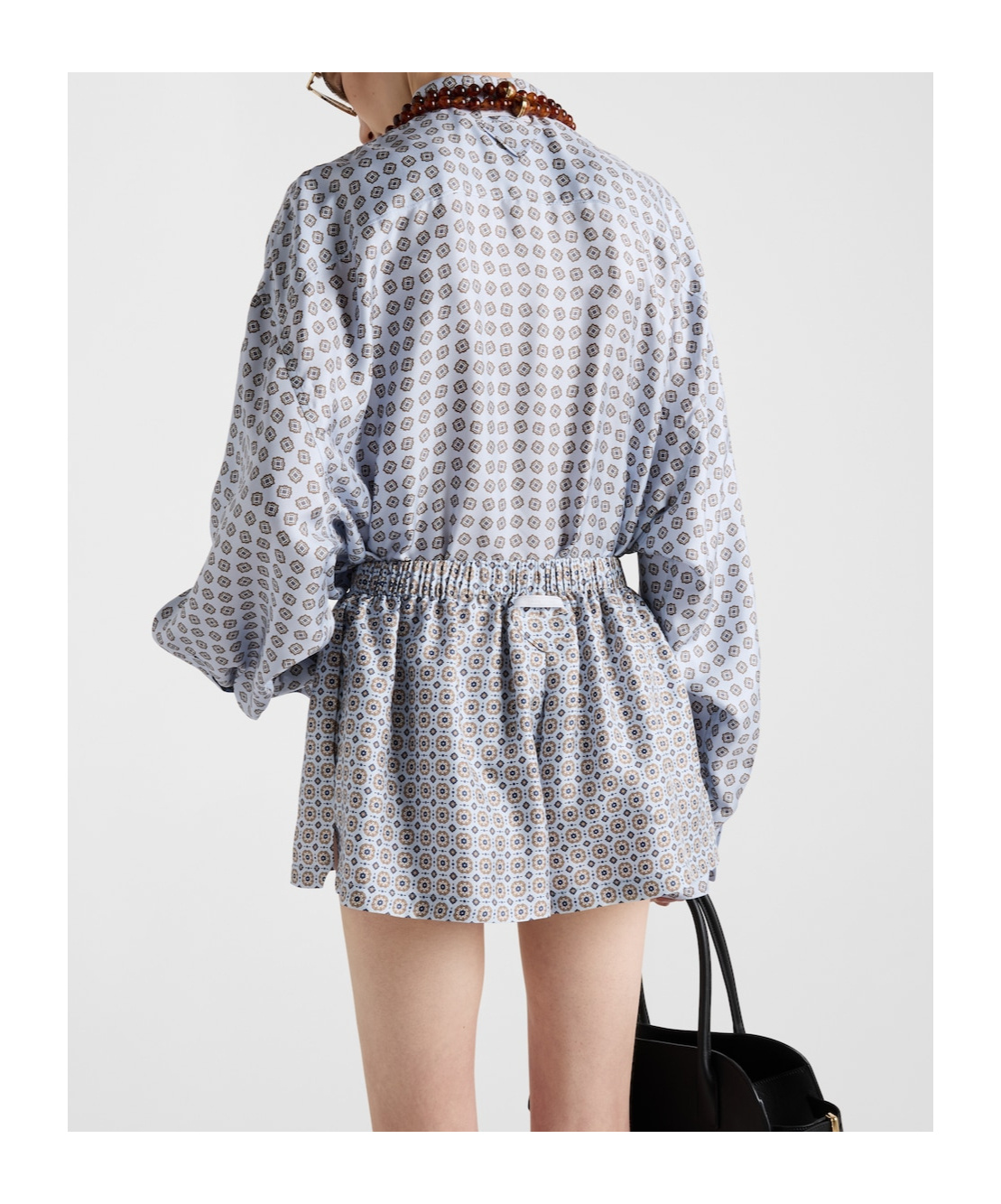 Prada Printed Twill Shirt In Gray