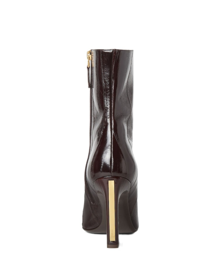 Fendi Brown Hagfish Leather Ankle Boots In Brown