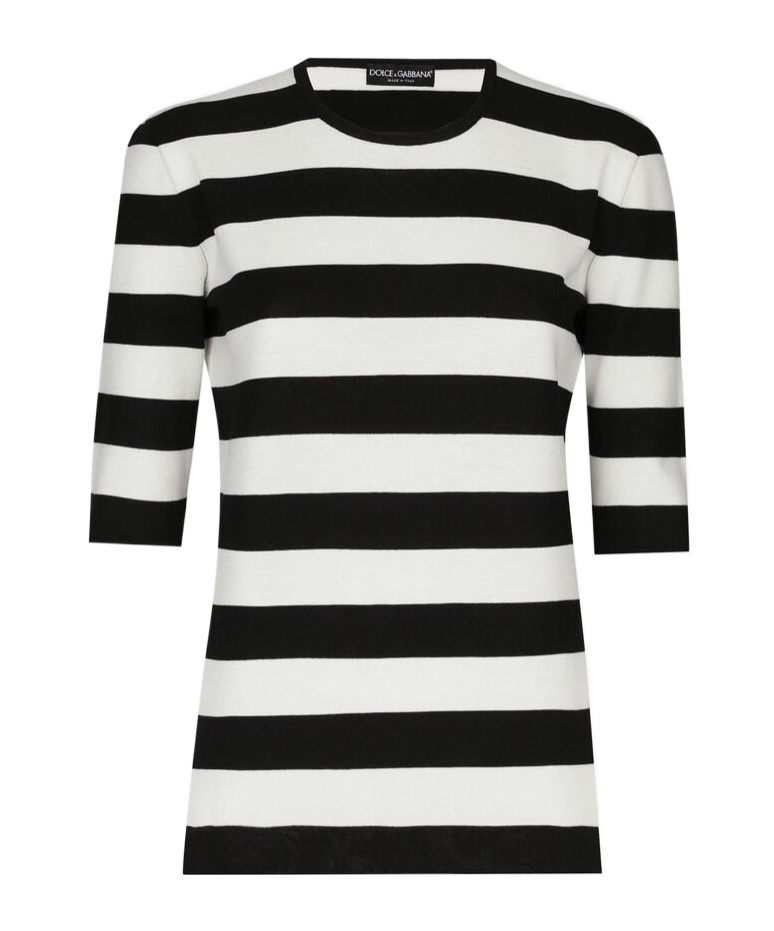 Dolce & Gabbana Crew-neck Striped Top In Black
