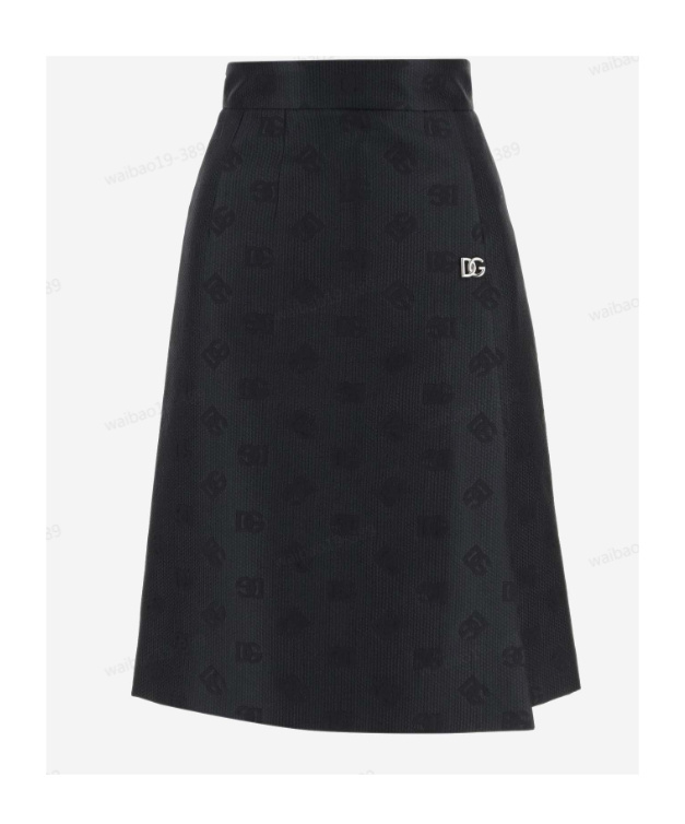 Dolce & Gabbana Quilted Jacquard Midi Skirt With Dg Logo In Black