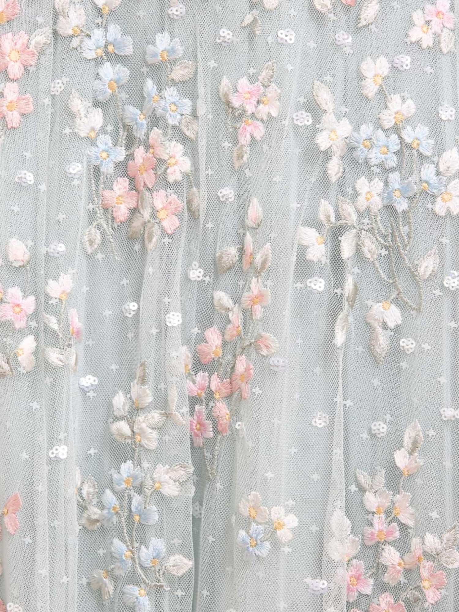 Needle & Thread Floral Cape Sleeve Gown In Blue
