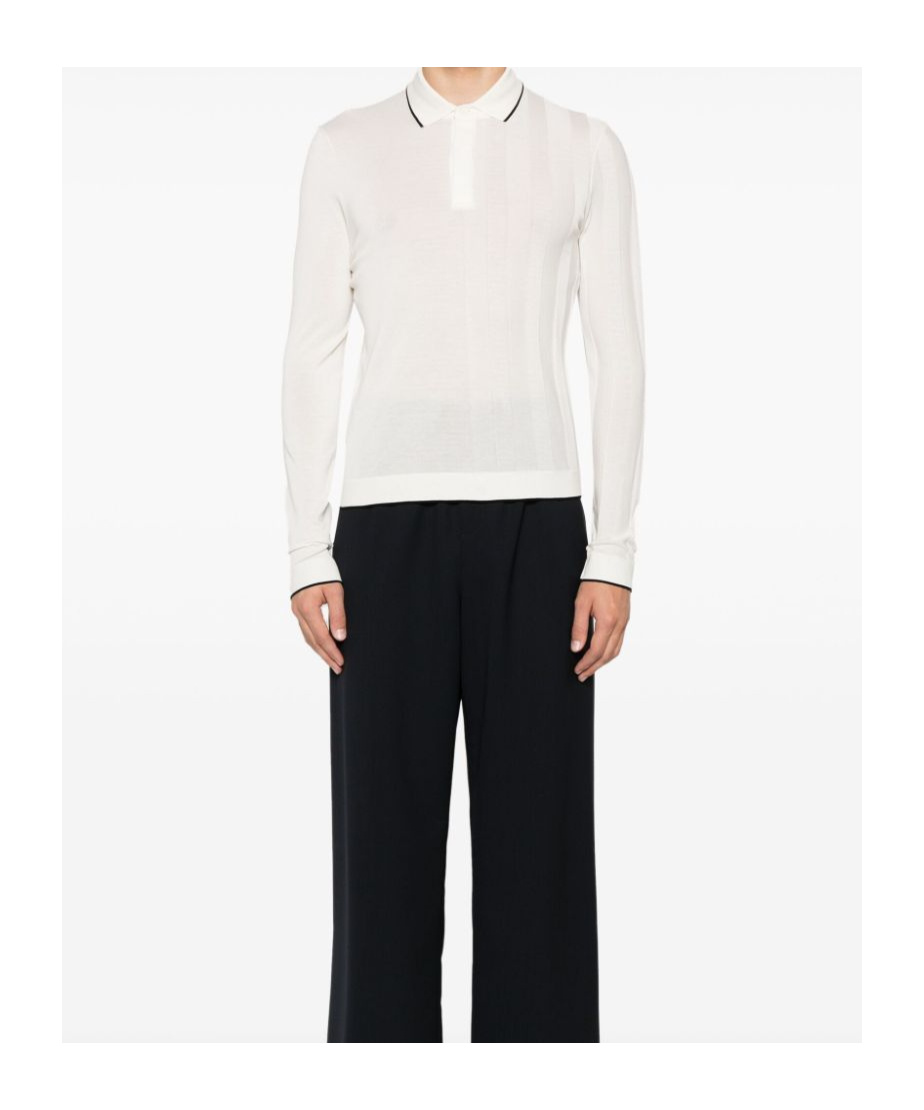 Jacquemus Lapel Long-sleeved Polo Shirt In White