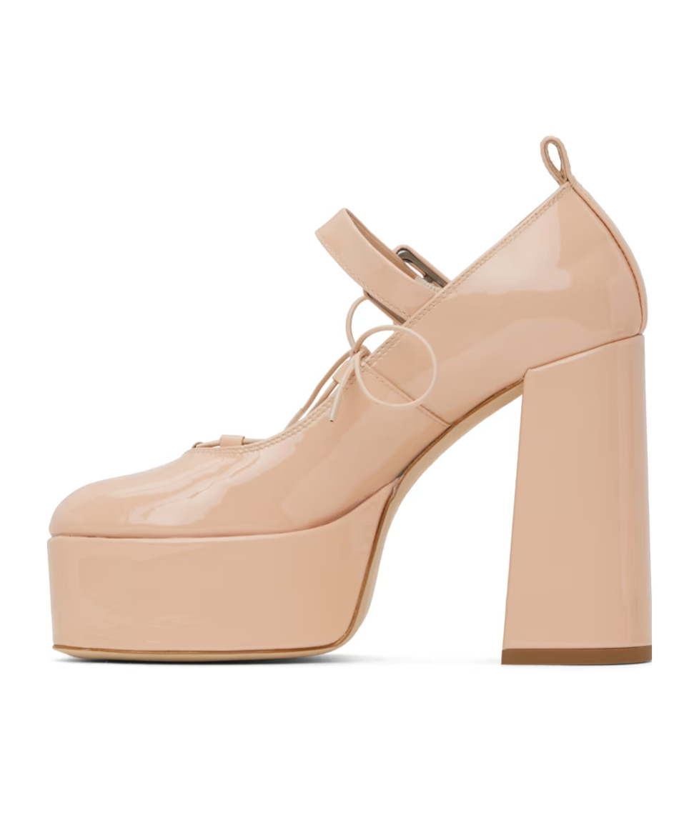 Shop Simone Rocha Front Lace High Heels In Nude