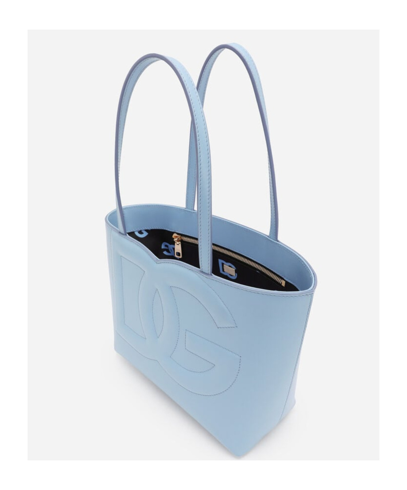 Dolce & Gabbana Small Dg Logo Leather Tote Bag In Blue