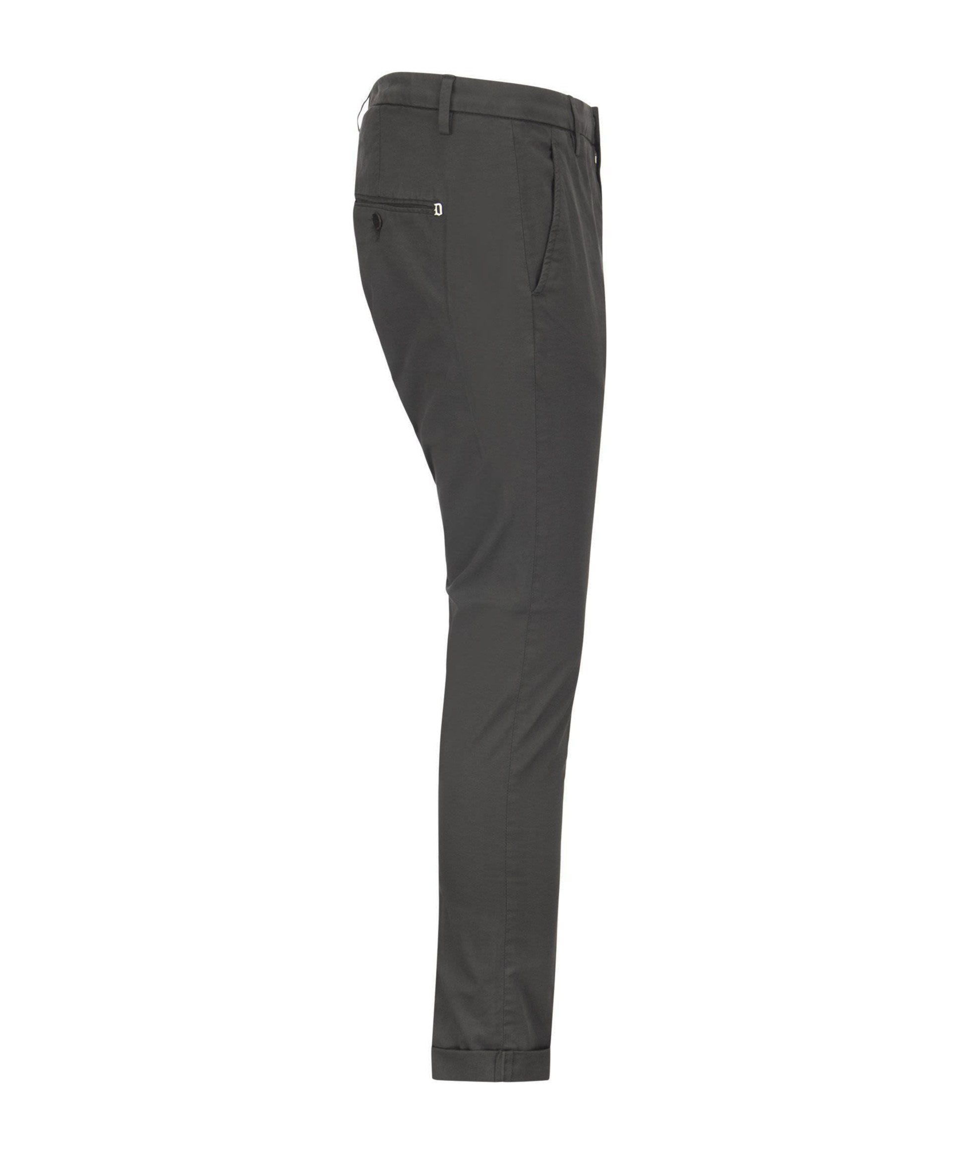 Dondup Cuffed Hem Stretch Cotton Trousers In Black