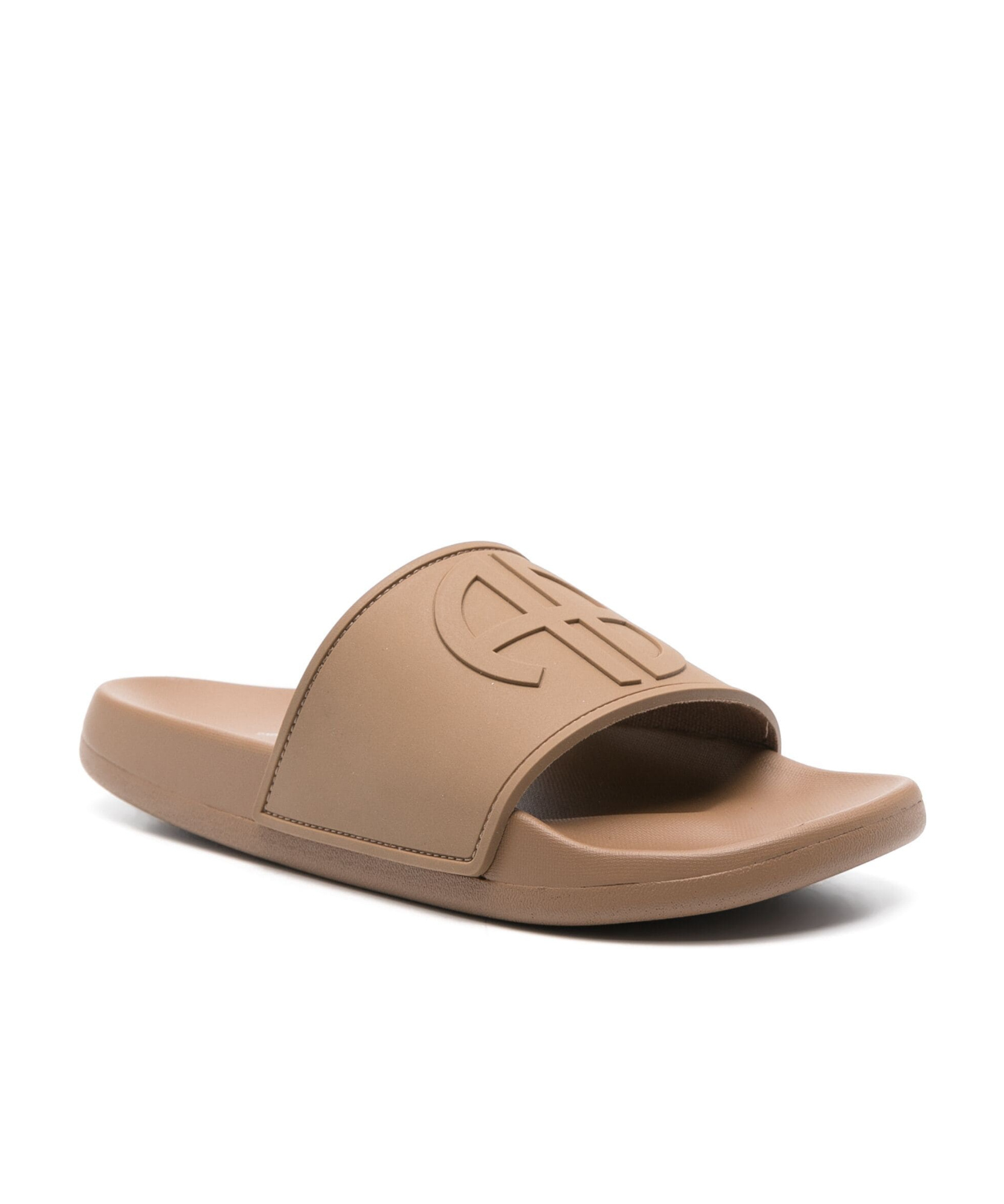 Shop Anine Bing Logo-embossed Slides In Brown