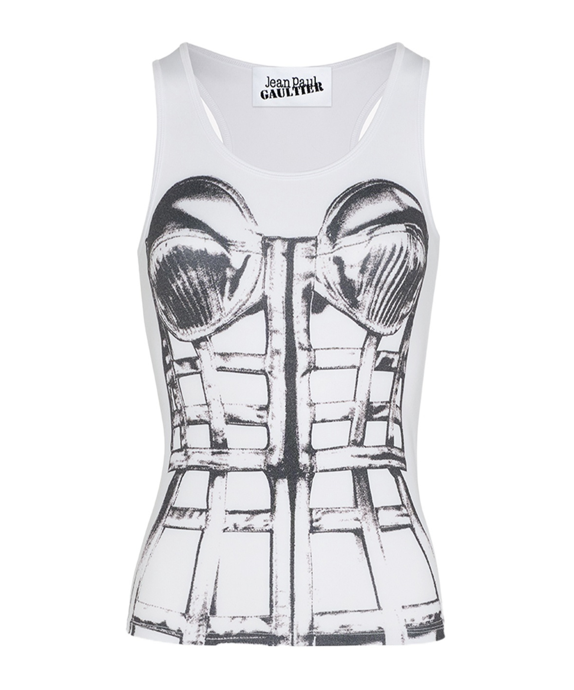 Shop Jean Paul Gaultier Trompe L'oeil Print Top In White