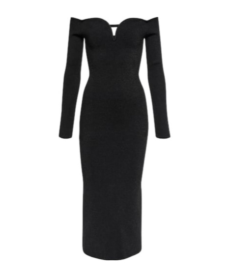 Galvan Grace Off-shoulder Midi Dress In Black