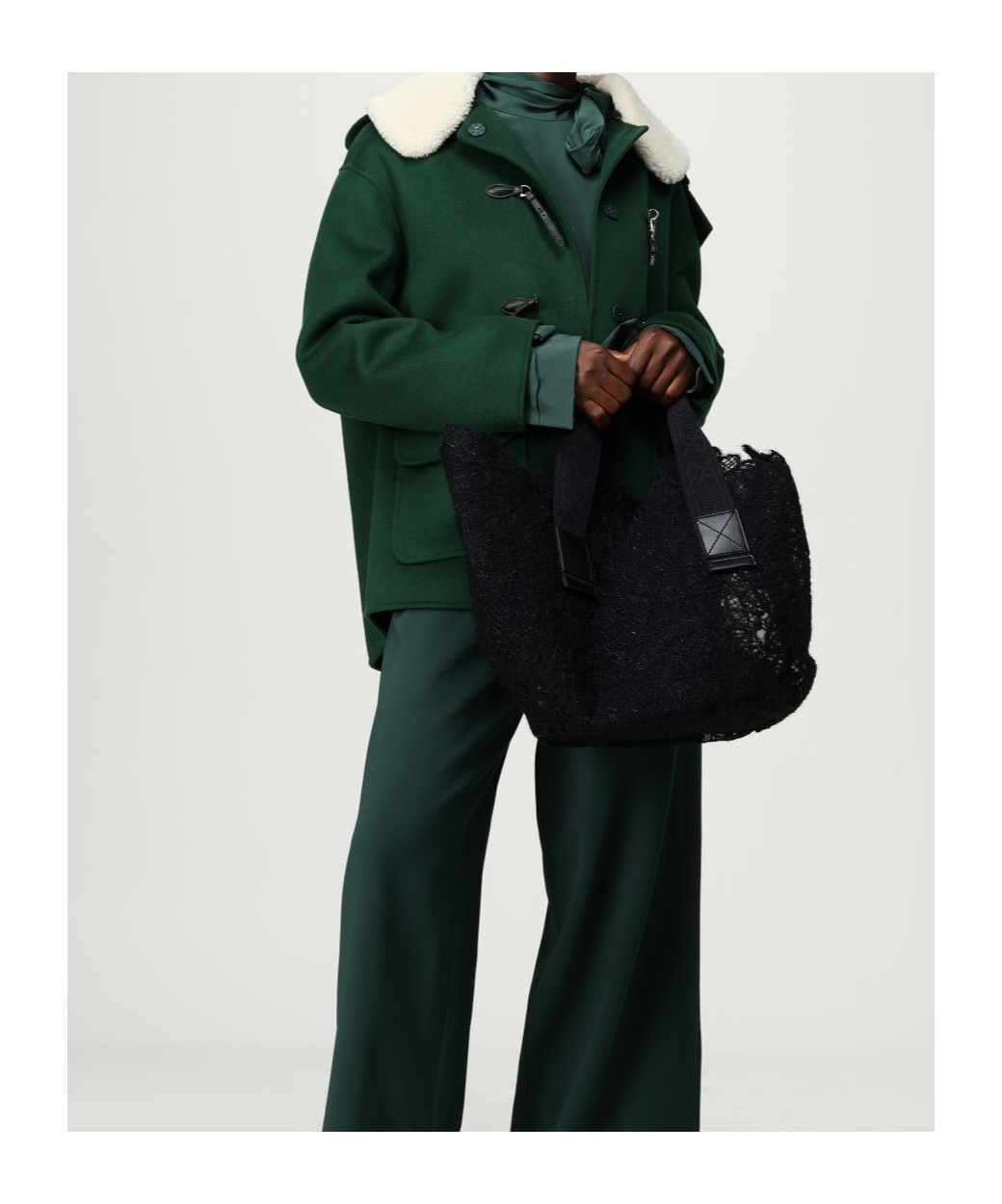 Ermanno Scervino Shearling-collar Hooded Coat In Green