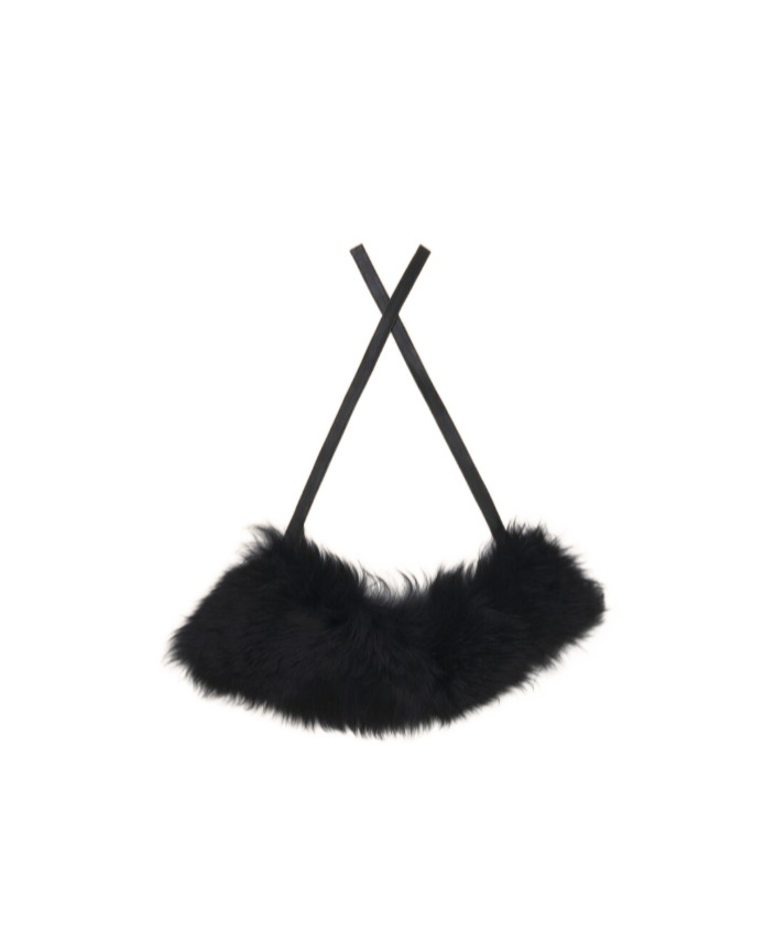 Marni Shearling Leather-tie Collar In Black