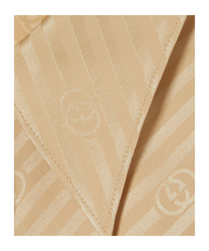 Gucci Interlocking Gg Silk Jacquard Shirt In Neutral