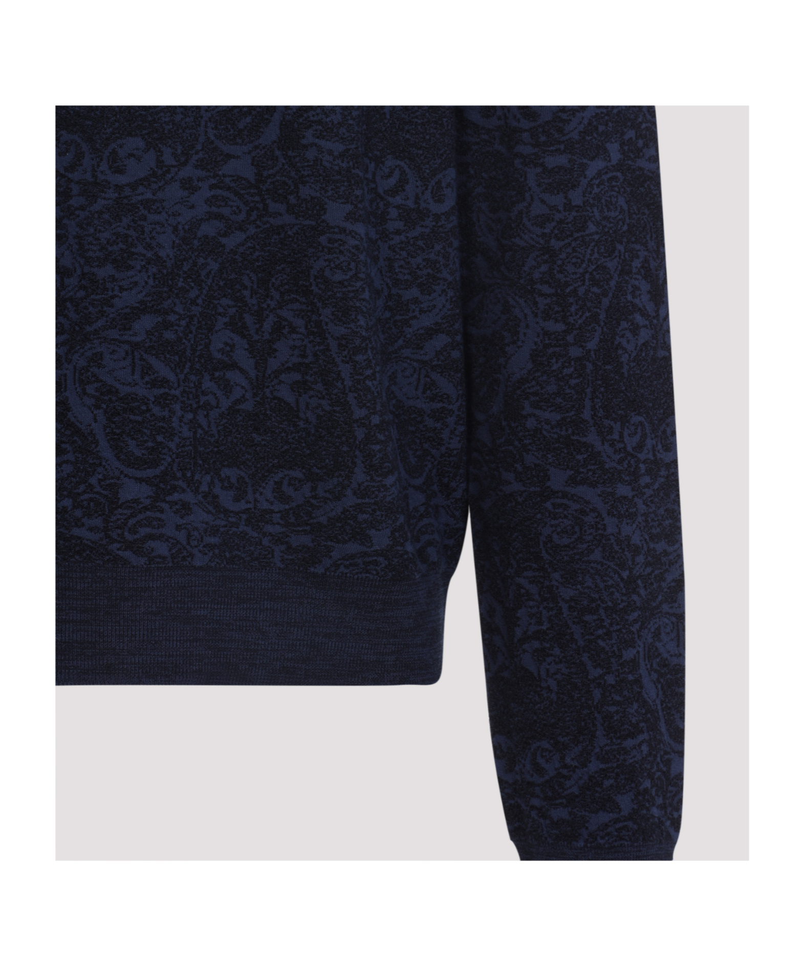 Etro Blue Sweater With Paisley Print In Cotton-wool Blend In Blue