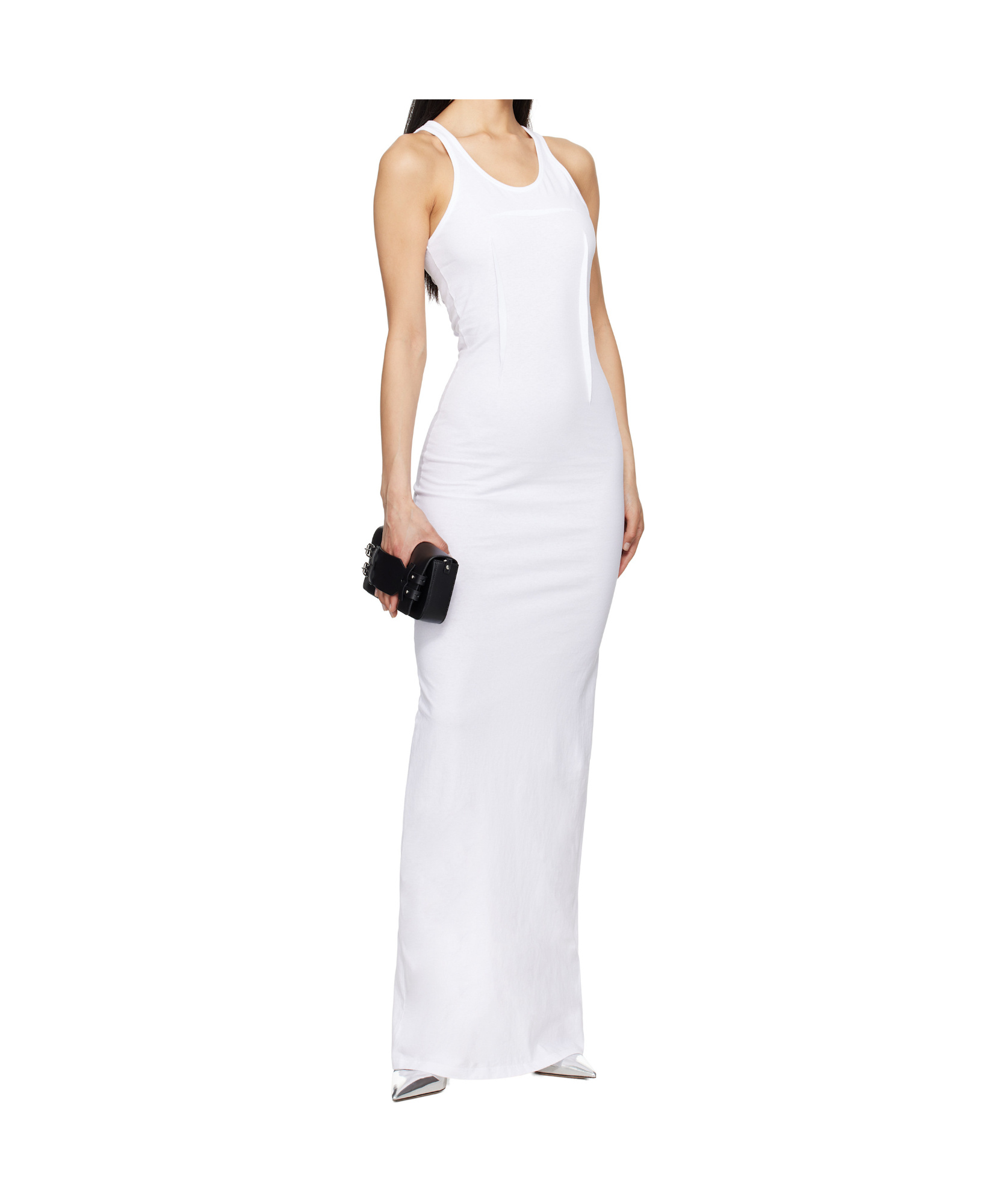 Mm6 Maison Margiela White Heavy Cotton Jersey Maxi Dress