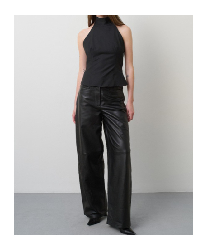 Remain Birger Christensen Sheepskin Panelled Straight-leg Trousers In Black